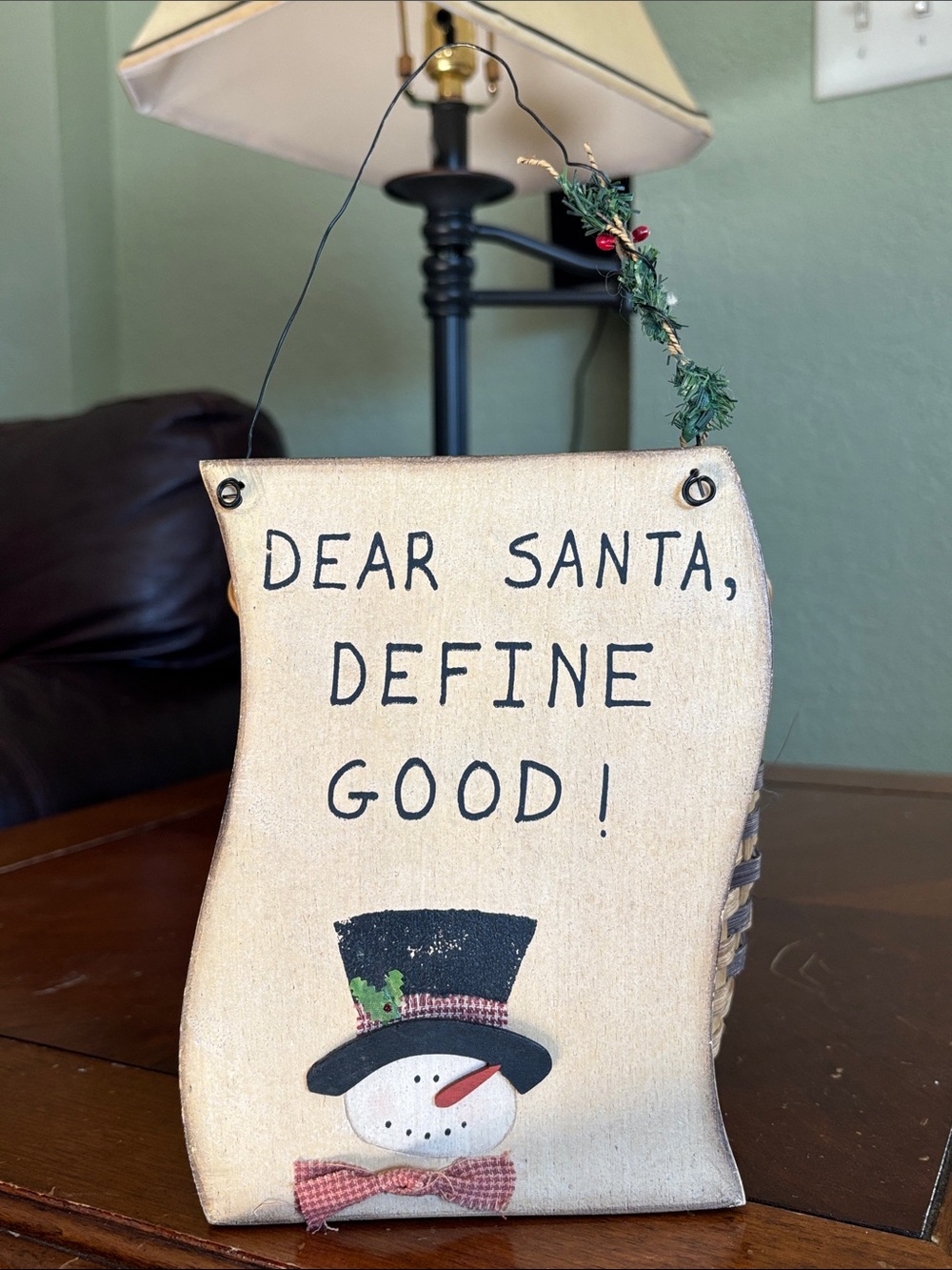 Dear Santa Define Good Cream Holiday Wood Wall Sign